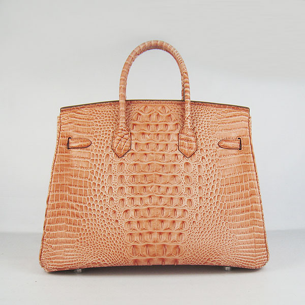 High Quality Fake Hermes Birkin 35CM Crocodile Head Veins Leather Bag Orange 6089 - Click Image to Close